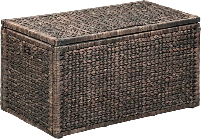 eHemco Wicker Storage Trunk, Metal Frame, Heavy-duty, Water Hyacinth - Image 3