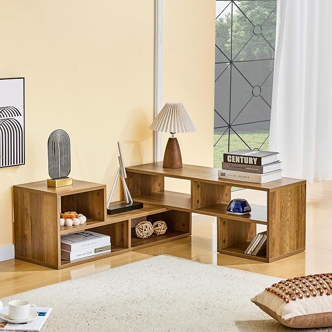 L-Shaped TV Stand for TVs up to 50''+, Modular TV Stand Dark Wood | Modern - Image 4