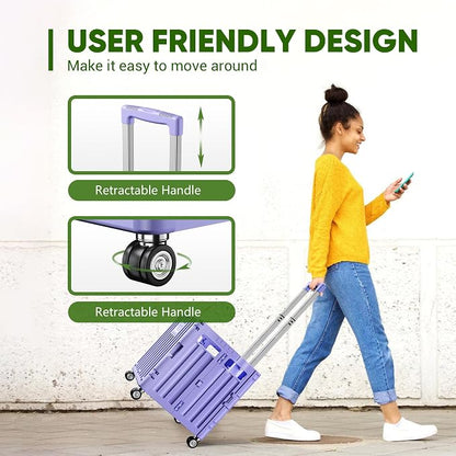 Folding Utility Cart, Portable Rolling Crate Handcart Collapsible Shopping - Image 4