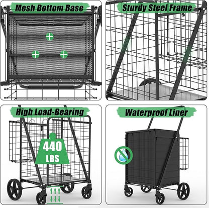 Heavy Duty Folding Shopping Cart - Image 3