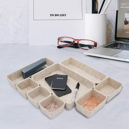 Welaxy 8pc Nordic Minimalist Desk Organizer Tray Beige Oatmeal Storage - Image 4