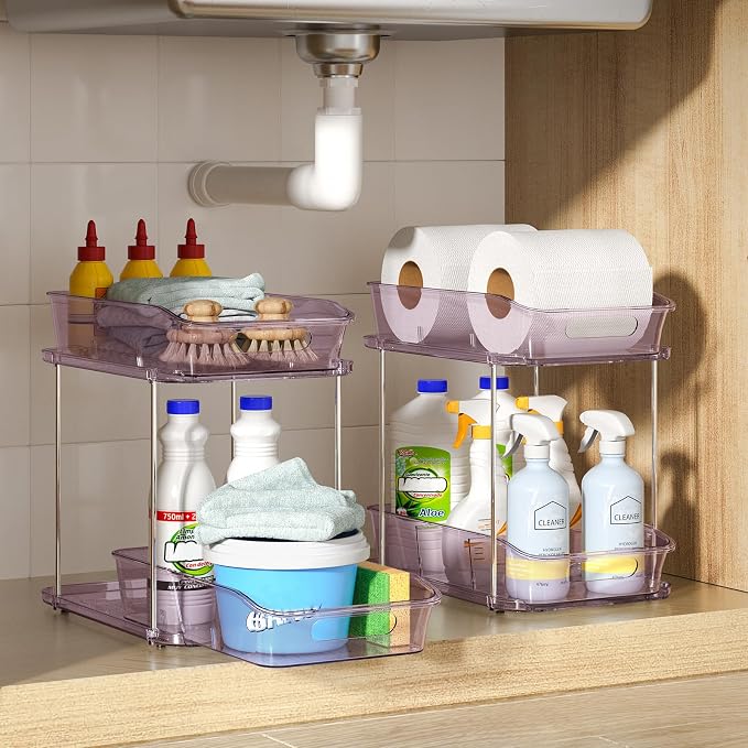 Delamu 2-Tier Under Sink Organizers and Storage, Pull Out Kitchen Pantry - Image 9