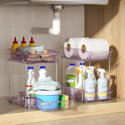 Delamu 2-Tier Under Sink Organizers and Storage, Pull Out Kitchen Pantry - Image 9
