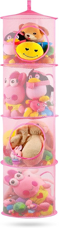 Hanging Stuffed Animal Storage Hammock Net 4 Tiers, Holds Plushies, Foldable by coastalrose