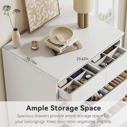 White Tall 7 Drawer Dresser for Bedroom, Modern Wood Closet Dressers & Chests - Image 4