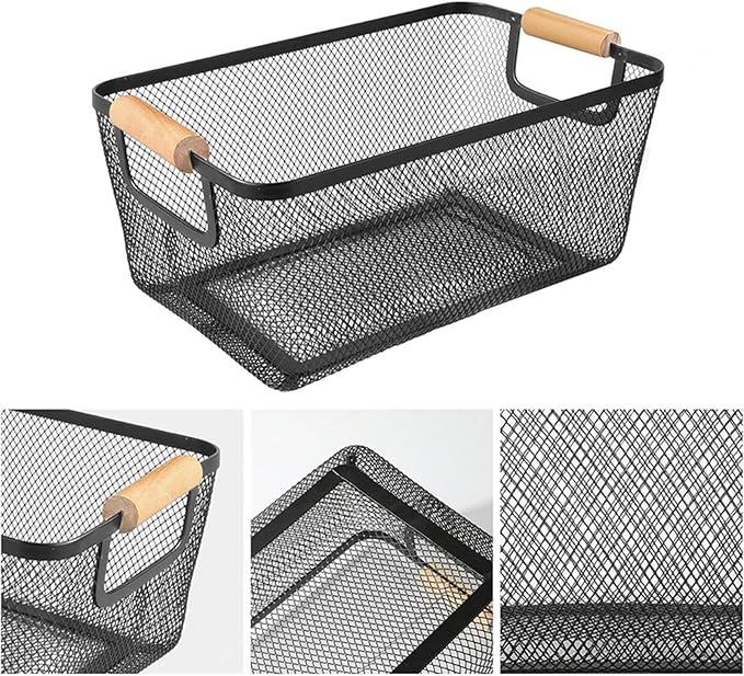 AJIODA Metal Mesh Steel Basket, Large Wire Storage Organizer Basket - Image 3