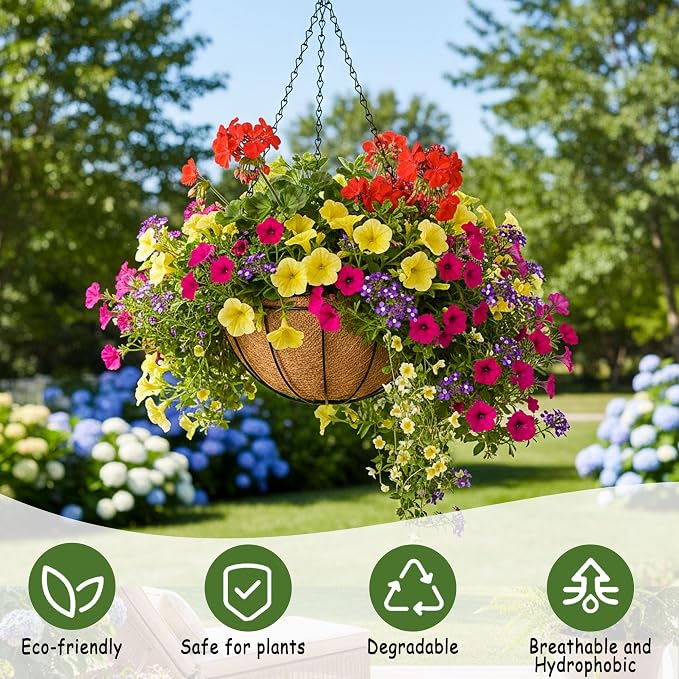 4pcs 16 inch Metal Hanging Baskets Round Wire Plant Stand - Image 2
