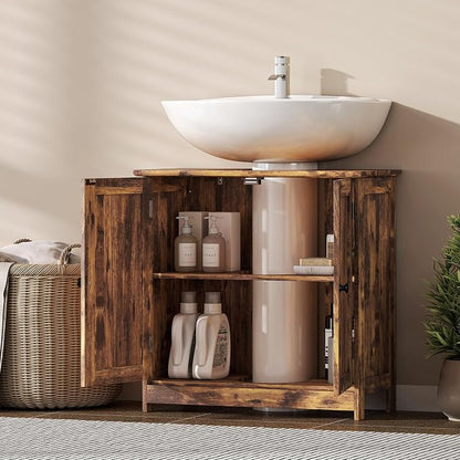 HOMCOM Under Sink Bathroom Cabinet, Pedestal Sink Storage Cabinet - Image 7