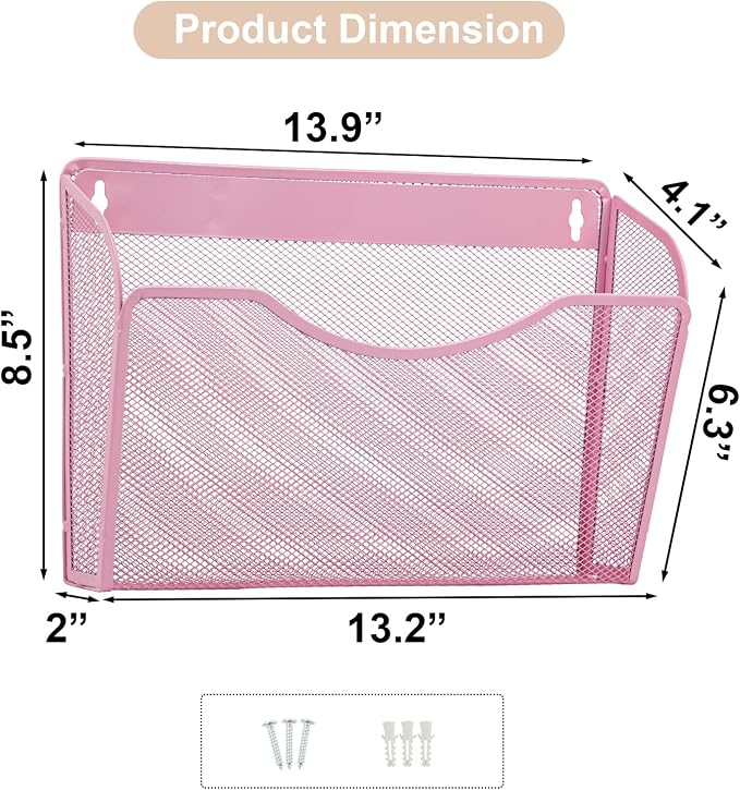 EASEPRES 3 Single Pocket Mesh Hanging File Organizer, Vertical Wall Mounted - Image 5