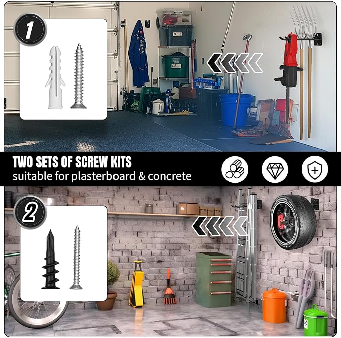 Heavy Duty Garage Hooks and Tool Organizer, Wall Mount Utility Storage Hangers - Image 6