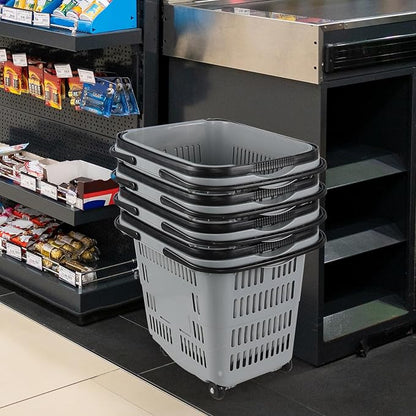 50 L Plastic Rolling Shopping Basket - Image 5