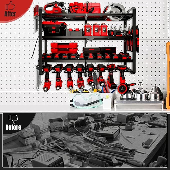 Large Power Tool Organizer Wall Mount, 4 Layer Heavy Duty 8 Cordless Drill - Image 5