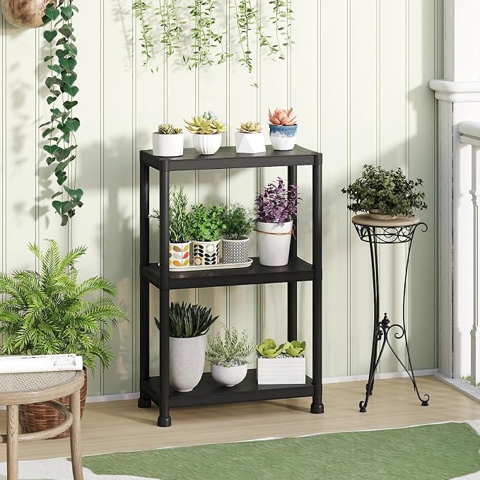 GIANTEX 3-Tier Heavy-Duty Plastic Storage Shelves | Freestanding Garage - Image 4