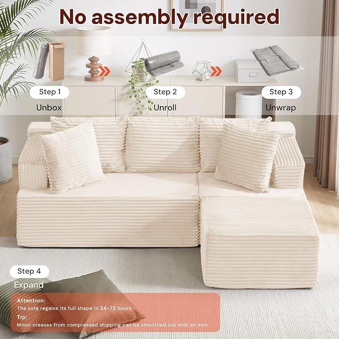 Korser Boneless Couches for Living Room, Cloud Couch Sectional - Image 6