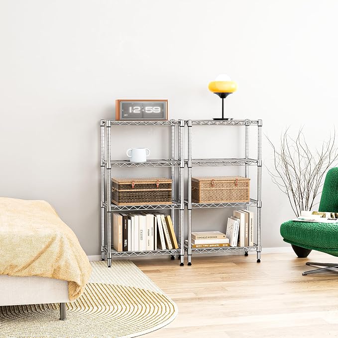 IZEUK 4 Tier Steel Storage Shelves, Heavy Duty Metal Shelf Wire Shelving Rack - Image 8
