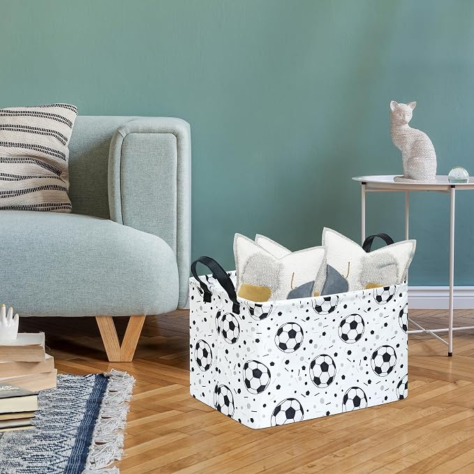 Kids Storage Basket with Soccer Print, 14.5" x 10.2" x 9.1", Waterproof with - Image 5