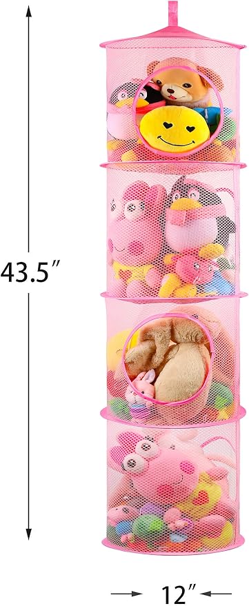 Hanging Stuffed Animal Storage Hammock Net 4 Tiers, Holds Plushies, Foldable - Image 3