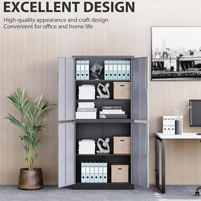 Metal Storage Cabinets with Doors and Shelves, 4 Door Lockable Storage Cabinets - Image 8