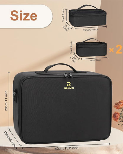 Relavel Large Makeup Bag with 3 Removable Pouches, Travel Train Case Cosmetic - Image 6