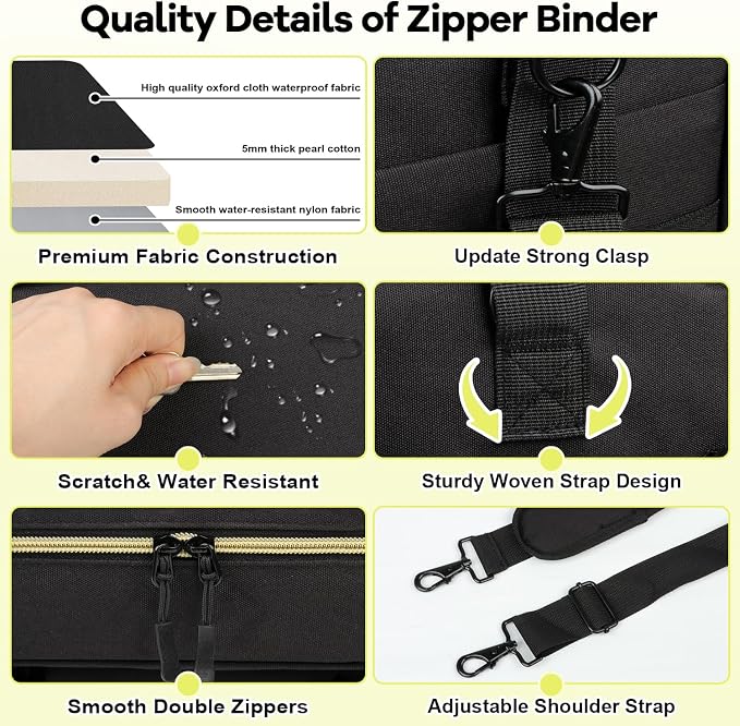 Covkev 3 Inch D-ring Zipper Binder Bag - Image 5