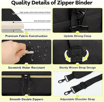 Covkev 3 Inch D-ring Zipper Binder Bag - Image 5