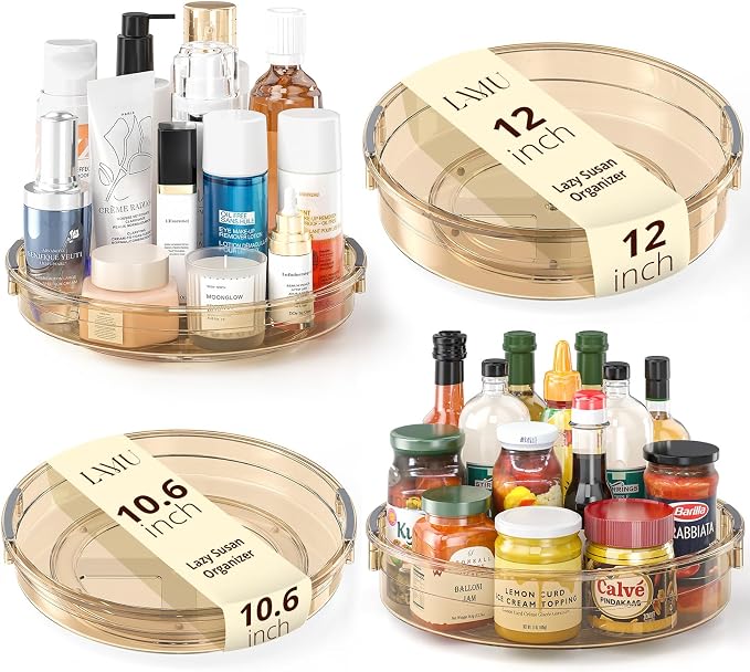 LAMU 4 Pack Lazy Susan Organizer, Lazy Susan Turntable by YourHome-OrganizationHelper