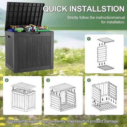 KAMABOKO 32 Gallon Outdoor Storage Box 2 Pack All-Weather Deck Box - Image 6
