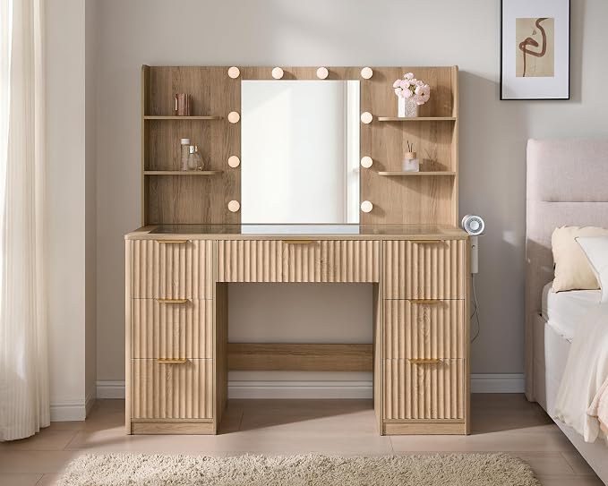 AMERLIFE 47.2" Fluted Vanity Desk - Image 2