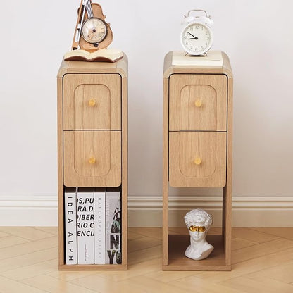 Small Nightstand Set of 2, Wooden Narrow Nightstands - Image 9