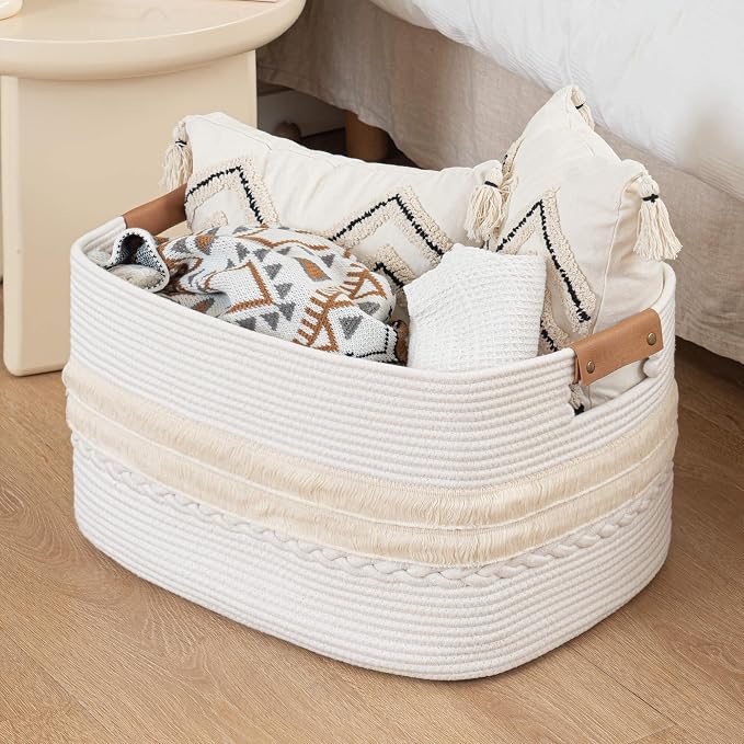 danpinera 108L Large Basket for Living Room, Boho Decorative Basket Organizing - Image 8