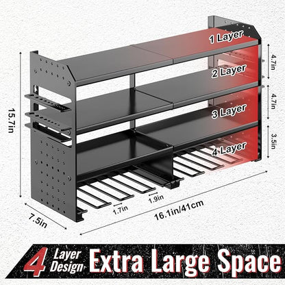 Power Tool Organizer Wall Mount, Metal 4 Layer Heavy Duty Metal Power Tool - Image 2
