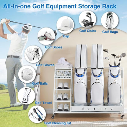 Lauren&Harold Golf Bag Organizer Garage Storage, Golf Storage Rack Stand Fits 2 - Image 6