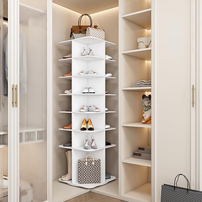 7 Tier Rotating Shoe Rack Tower, Spinning Shoe Tower Display Lazy Susan - Image 3