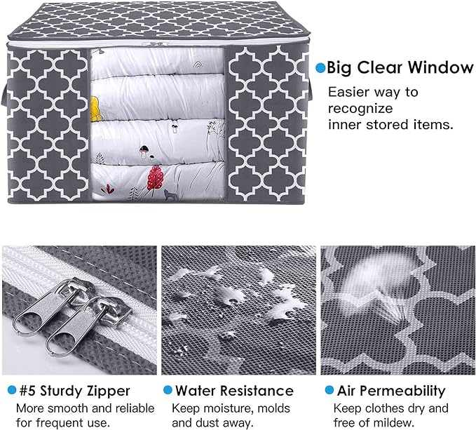WISELIFE Storage Bags, Large Blanket Clothes Organization and Storage Containers - Image 5