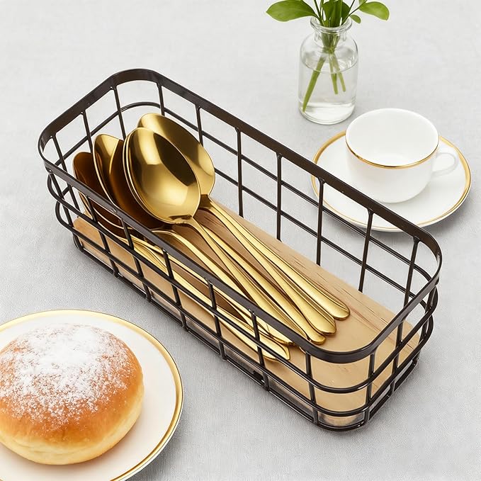 Dicunoy Set of 2 Small Wire Baskets, Narrow Rustic Storage Bin - Image 5