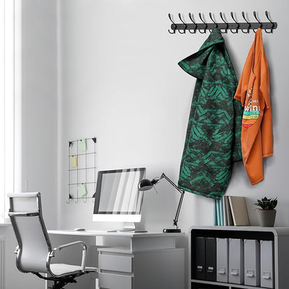 Coat Rack Wall Mount with 10 Tri Hooks, Stainless Steel 32 Inch – Black Matte - Image 5