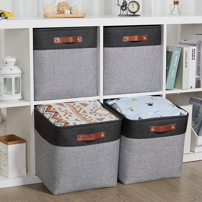 HNZIGE 13x13x13 Storage Baskets Large Fabric Storage Cubes - Image 3