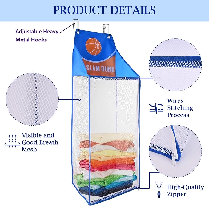 SPINFOX 2 Pack Over the Door Laundry Hamper, Hanging Basketball Basket | - Image 5
