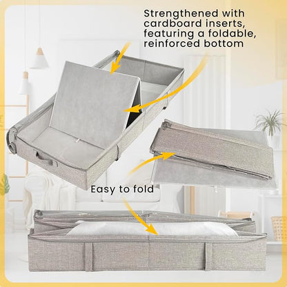Gray Low Profile Under Bed Storage Containers 5 inches high, 33.8"x 17.7"x 5.1" - Image 7