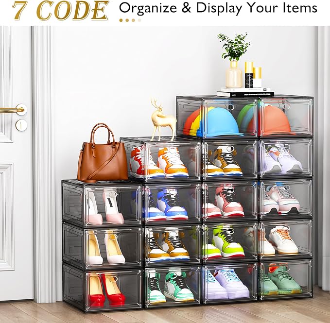 12 Pack Clear Shoe Storage Organizer - Image 3