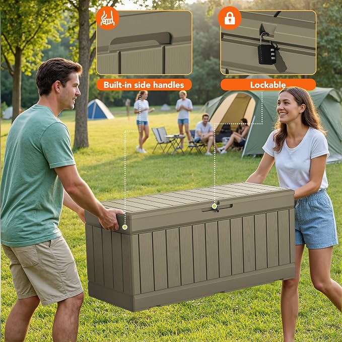78 Gallon Deck Box Outdoor Indoor Waterproof Storage Box - Image 3