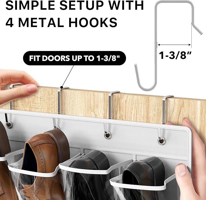 Simple Houseware 24 Pockets Large Clear Pockets Over The Door Hanging Shoe - Image 5