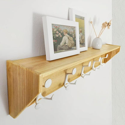 SKOLOO Wall Shelf with Hooks, 35-Inch Coat Rack Wall Mount with Shelf Organizer - Image 2