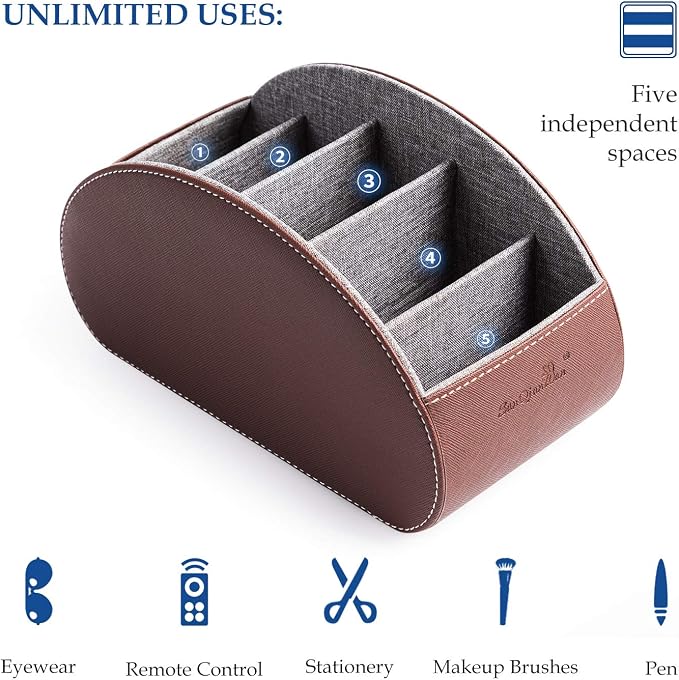 Wide Remote Control Holder, PU Leather Organizer Box - Image 3