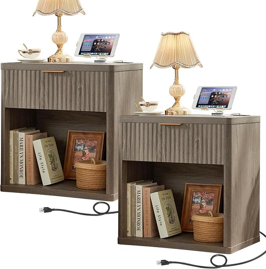 LEYAOYAO Fluted Farmhouse Nightstand Set of 2 by LEYAOYAO-Findtheshiningpointofyourideallife%EF%BC%81