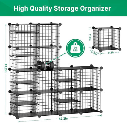 Wire Cube Storage Organizer, 12 Cubes Converted into 14 Cubes, Sturdy Metal - Image 3