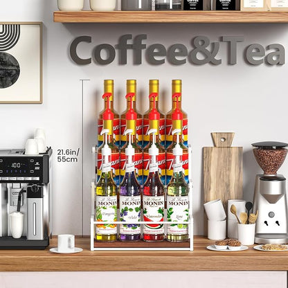 THYGIFTREE Coffee Syrup Rack Organizer 3-Tier 12 Syrup Bottles Holder Stand - Image 2