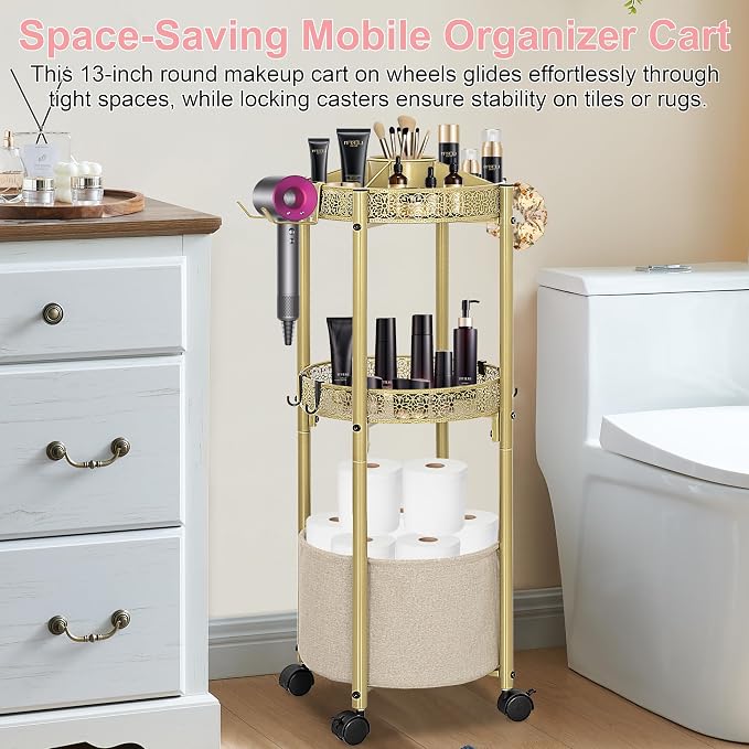 3-Tier Rolling Makeup Organizer Cart - Image 5