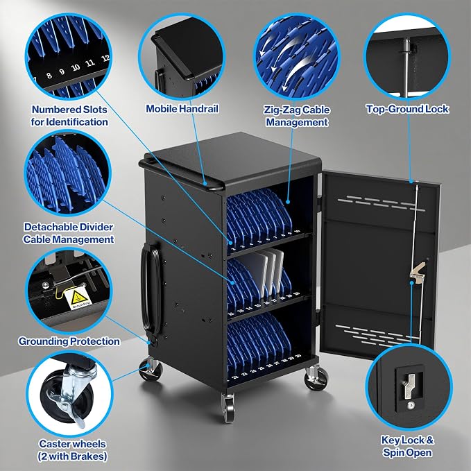 POCHAR Fully Assembled 30 Unit Device Charging Station - Image 4