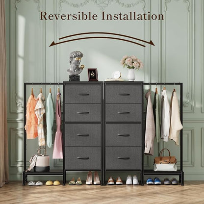 HIGDBFE Dresser with Hanging Rack, 4 Drawers Small Closet - Image 9